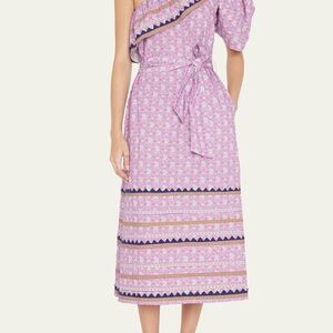 Sea New York Lavender Floral One-Shoulder Midi Dress